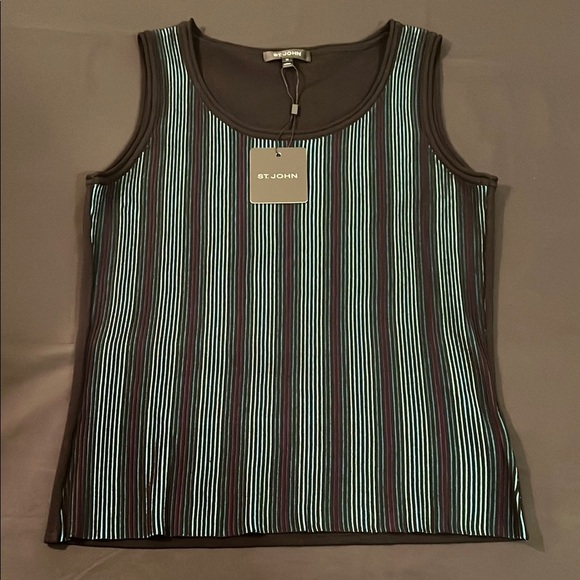 St. John Multi Ribbed Fitted Tank Top, Womens M - Picture 1 of 7